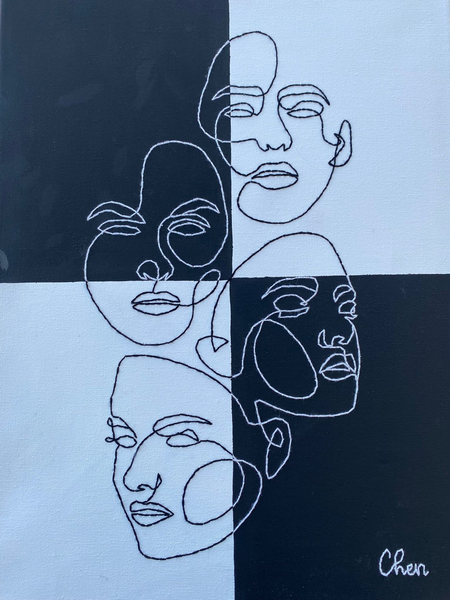 Faces - Embroidery on Canvas