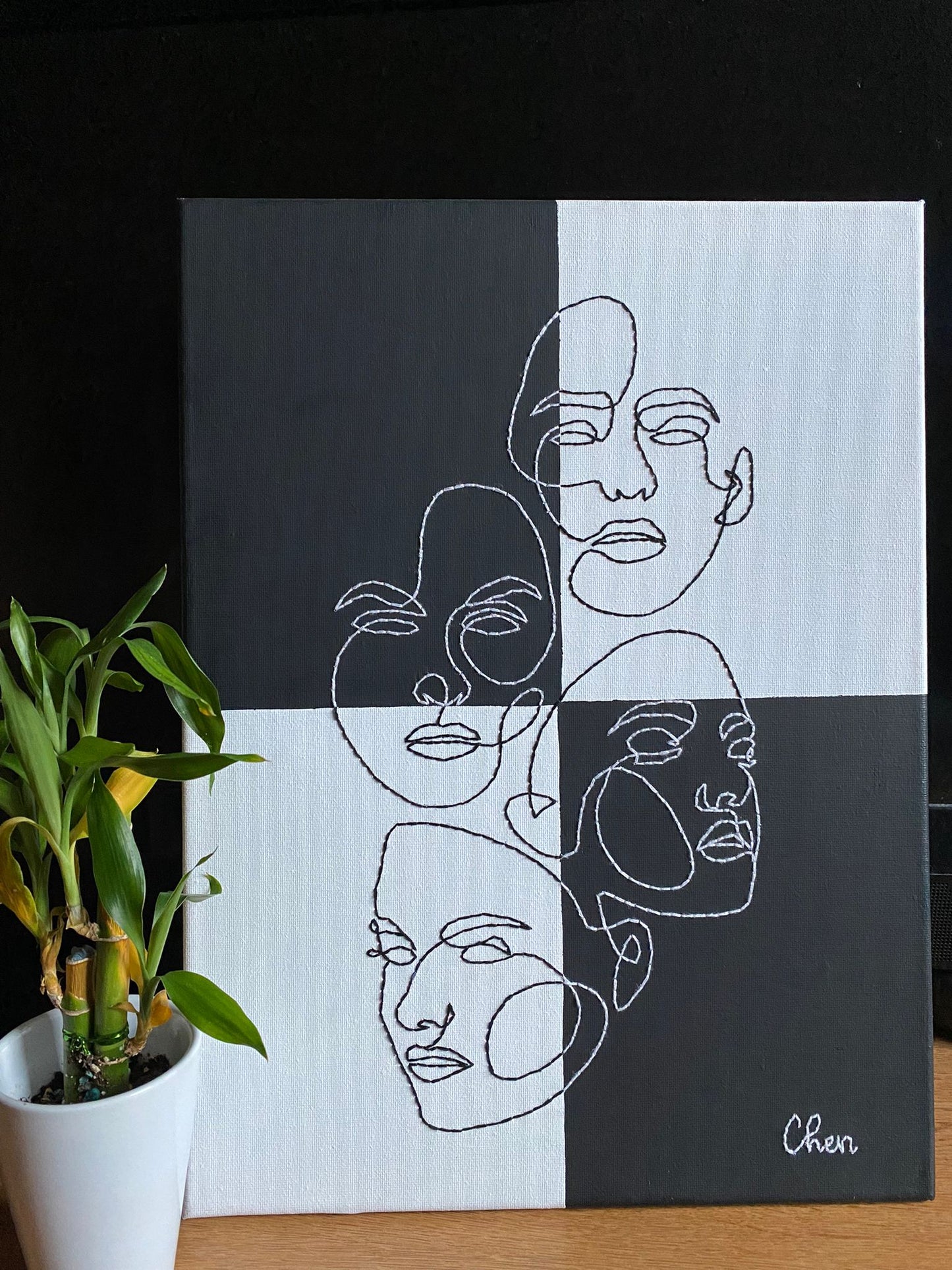 Faces - Embroidery on Canvas