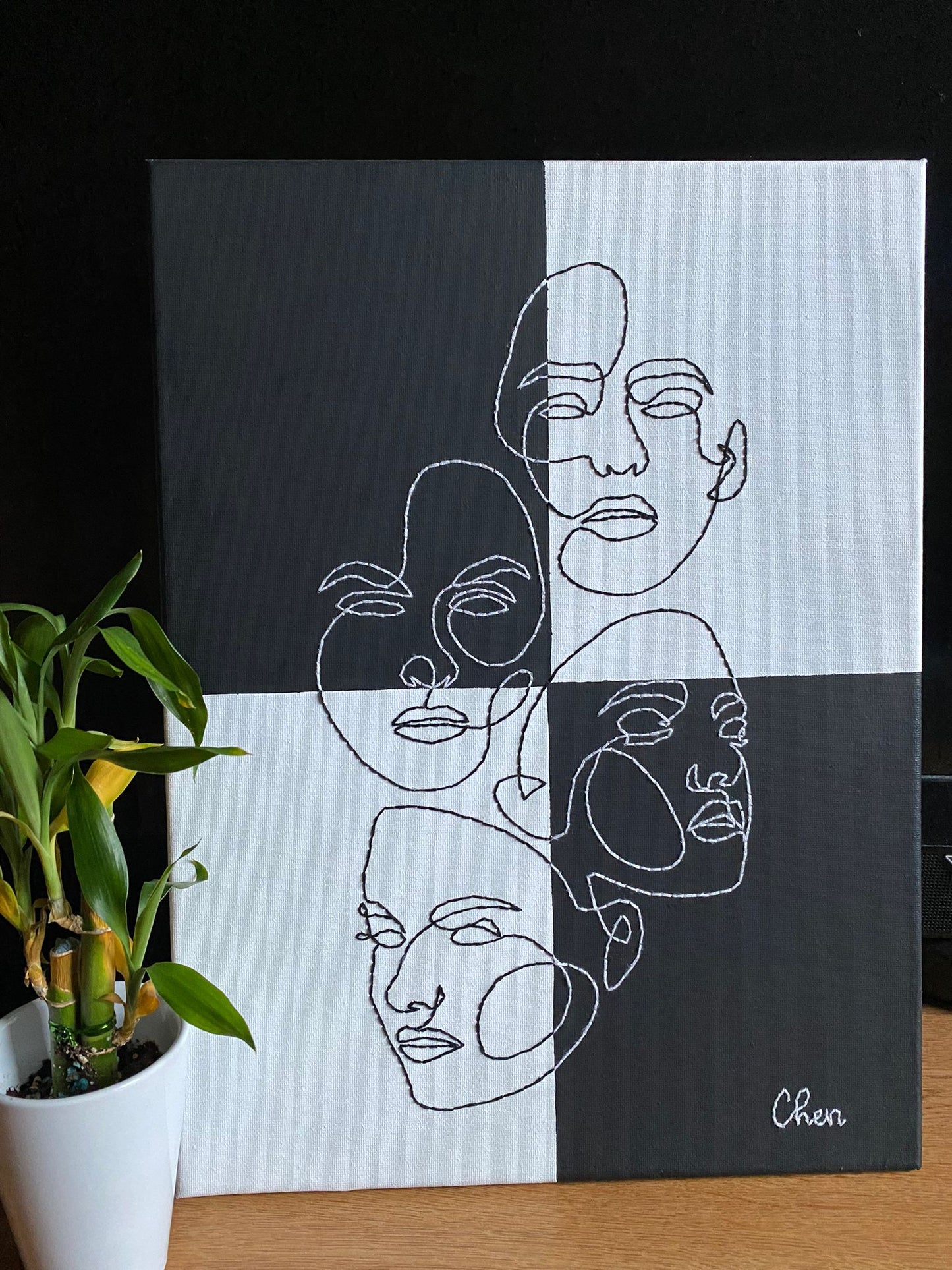 Faces - Embroidery on Canvas